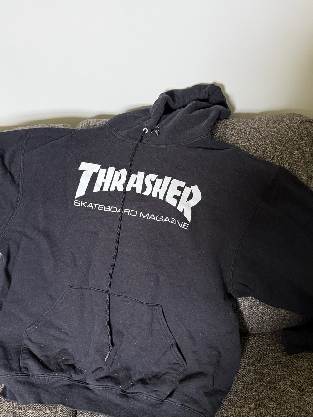 Thrasher Black Hoodie with White Logo - Men